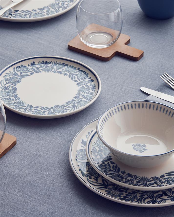 Helis Seramik Yemek Takımı 16 Parça 4 Kişilik Mavi