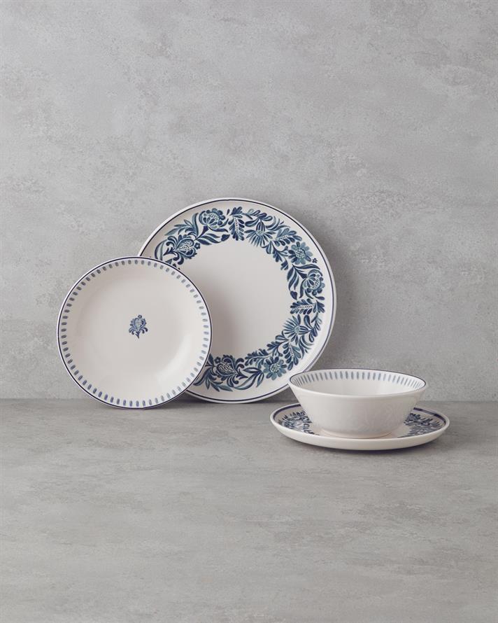 Helis Seramik Yemek Takımı 16 Parça 4 Kişilik Mavi