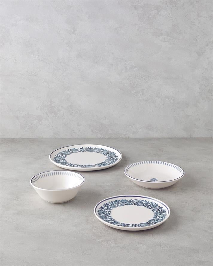 Helis Seramik Yemek Takımı 16 Parça 4 Kişilik Mavi