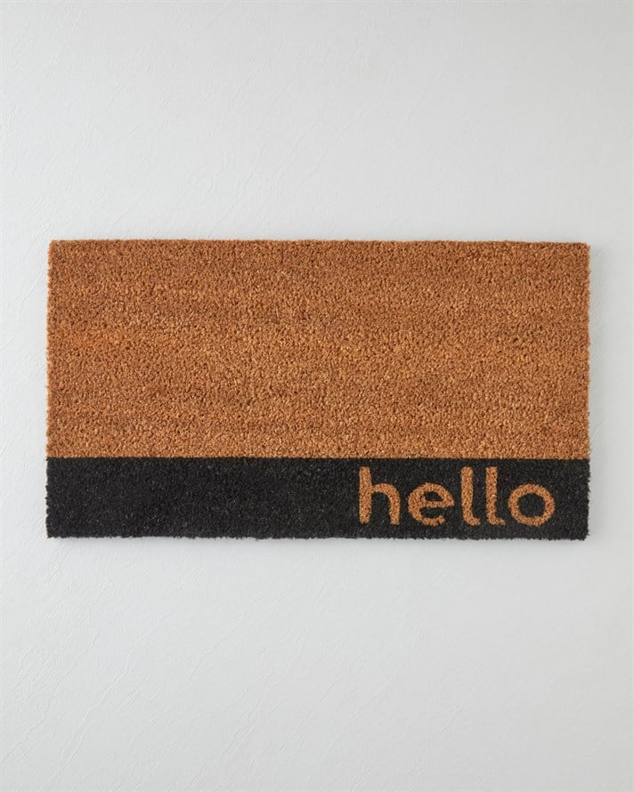 Hello Happy Day Kapı Önü Paspası 33x60 cm Natural