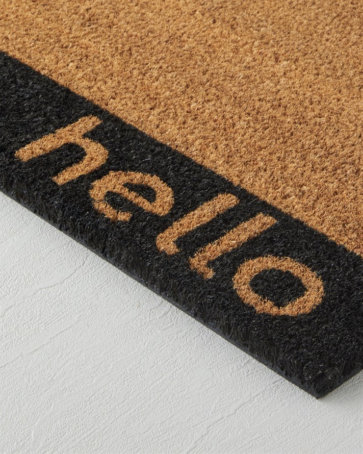 Hello Happy Day Kapı Önü Paspası 33x60 cm Natural