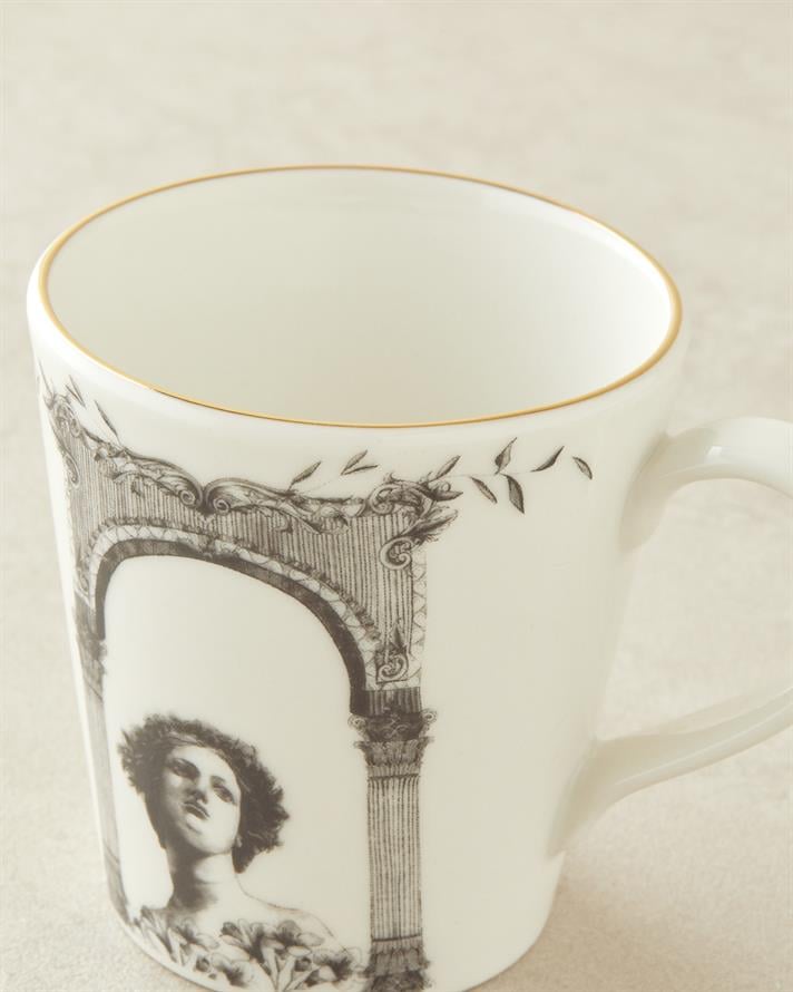 Hera Glory Porselen Kupa 255 ml Siyah - Beyaz