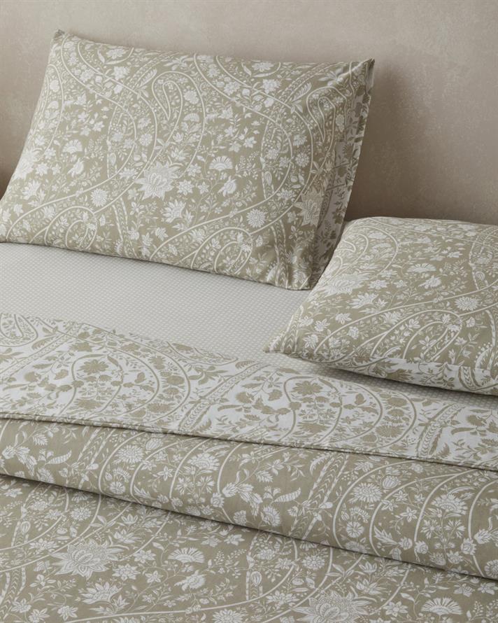 Heritage Grace Kolay Ütülenir Çarşaflı Çift Kişilik Nevresim Takımı 200x220 cm Haki