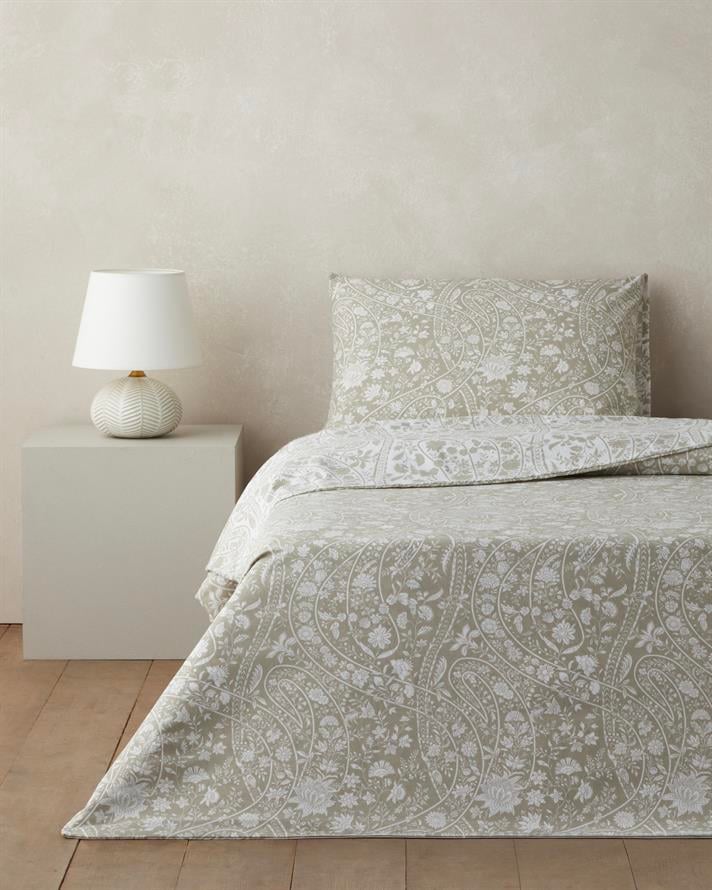 Heritage Grace Kolay Ütülenir Çarşaflı Tek Kişilik Nevresim Takımı 160x220 cm Haki