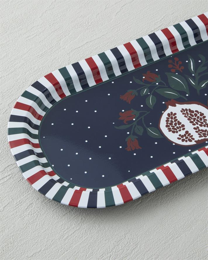 Holly Metal Tepsi 16x35 cm Lacivert