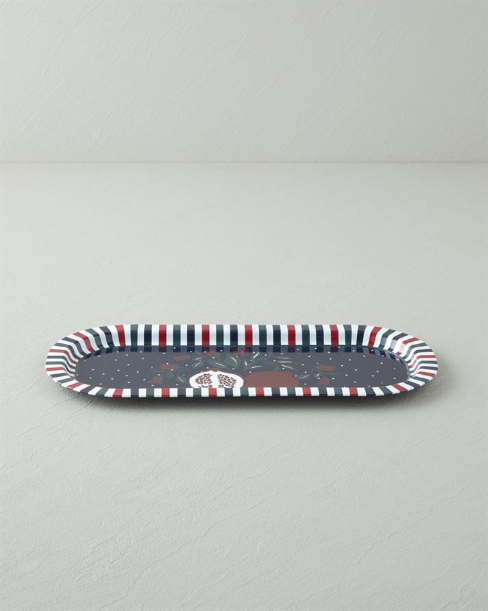 Holly Metal Tepsi 16x35 cm Lacivert