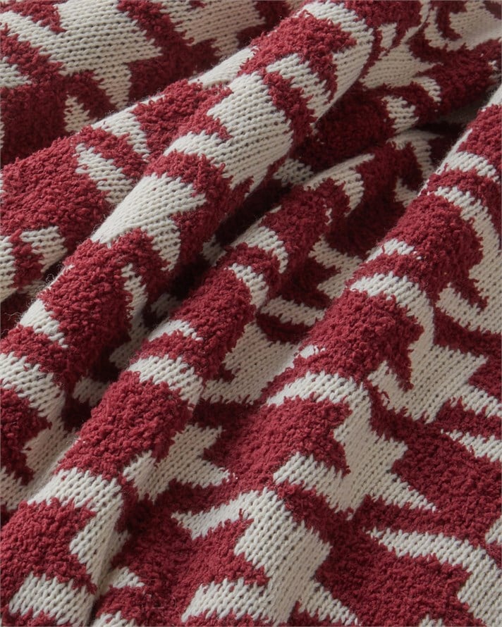 Houndstooth Koltuk Şalı 130x170 cm Bordo