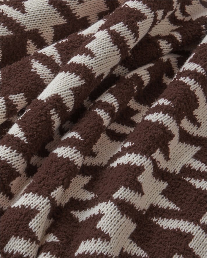 Houndstooth Koltuk Şalı 130x170 cm Kahverengi