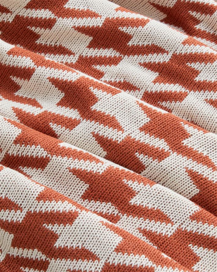 Houndstooth Koltuk Şalı 130x170 cm Turuncu