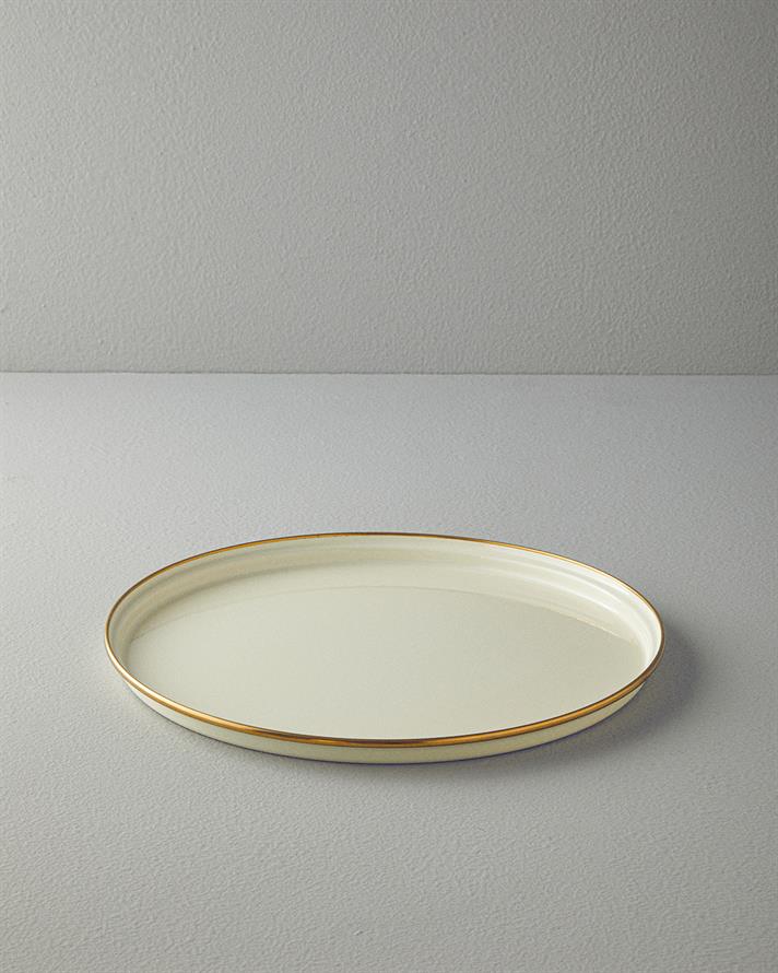 Isidora Emaye Yuvarlak Tepsi 31 cm Krem