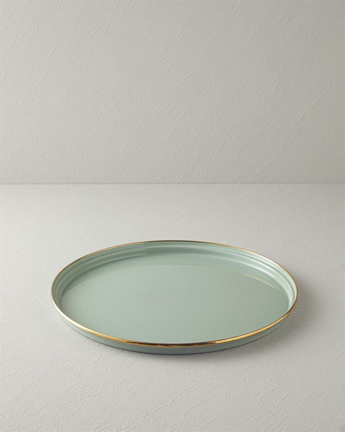 Isidora Emaye Yuvarlak Tepsi Açık Mint