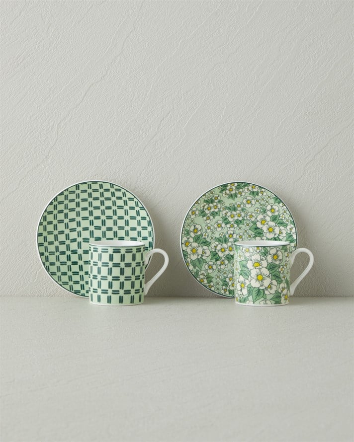 Isola New Bone China 4 Parça 2 Kişilik Kahve Fincan Takımı 80 ml Yeşil