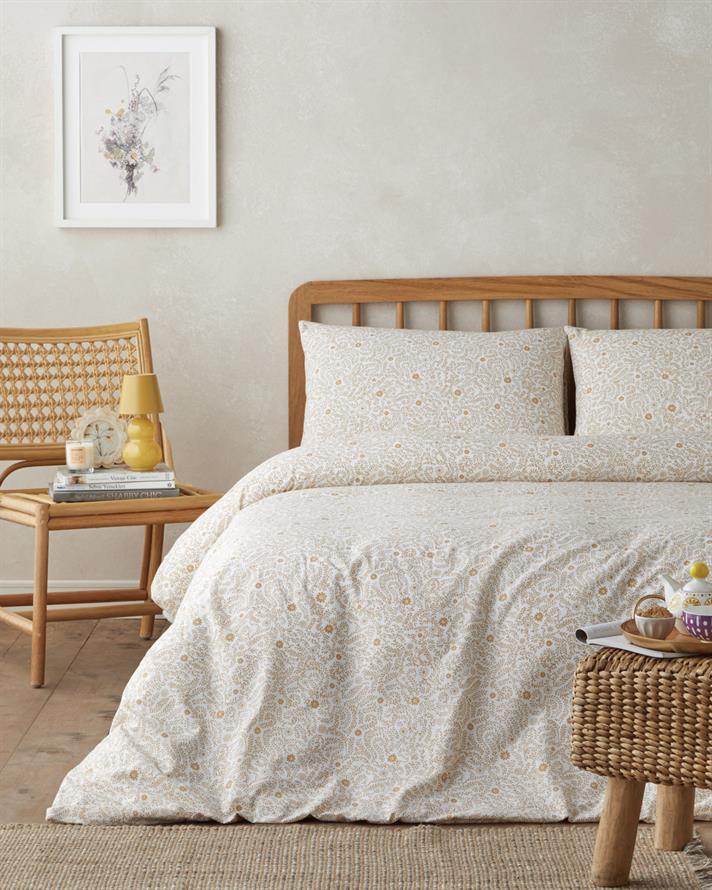 Ivy Blush Kolay Ütülenir Çarşaflı Çift Kişilik Nevresim Takımı 200x220 cm Hardal