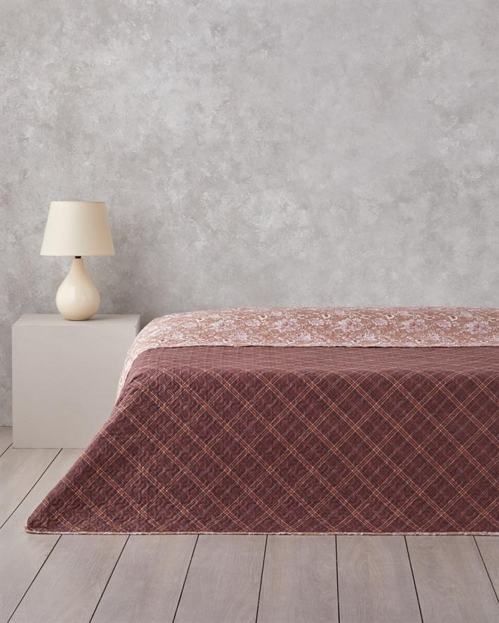 Jacobean Plaid King Size Çok Amaçlı Örtü 240x220 cm Bordo