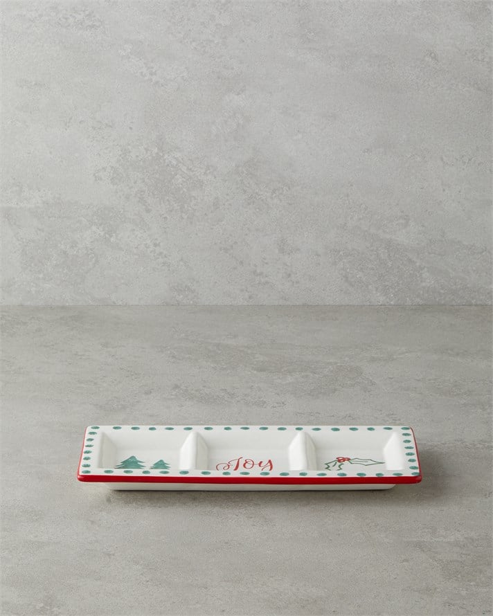 Joy Dolomite Sunumluk 25x10 cm Beyaz - Kırmızı