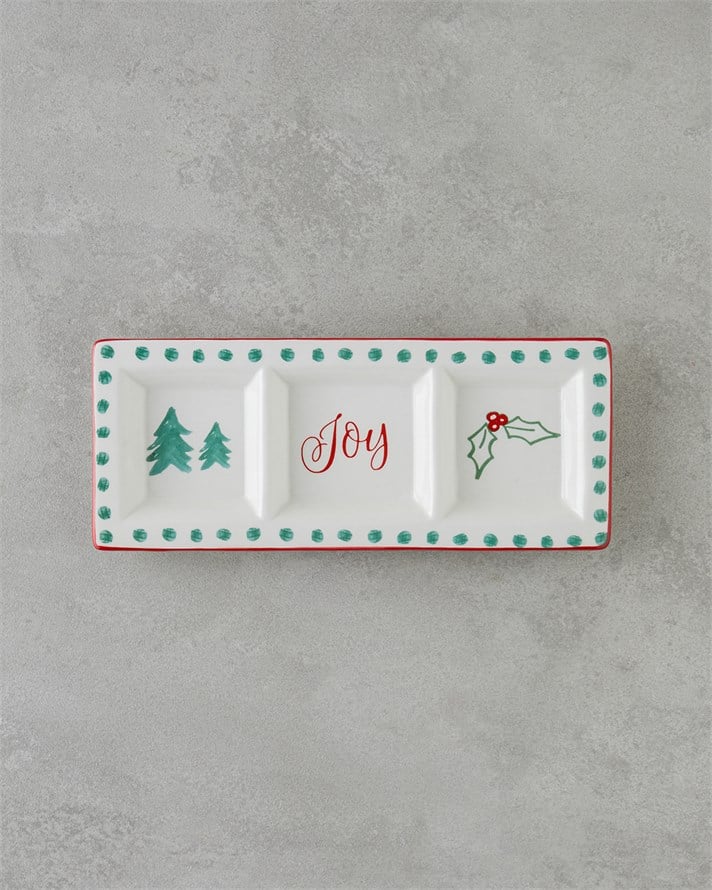 Joy Dolomite Sunumluk 25x10 cm Beyaz - Kırmızı