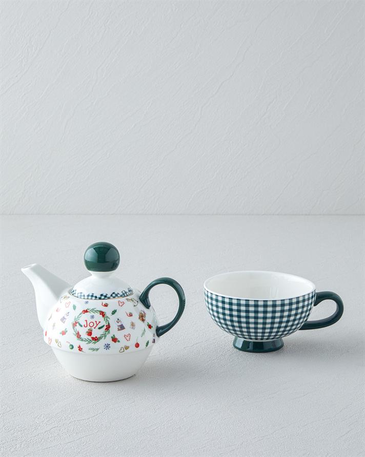 Joy New Bone China Demlik Seti 400 ml Yeşil