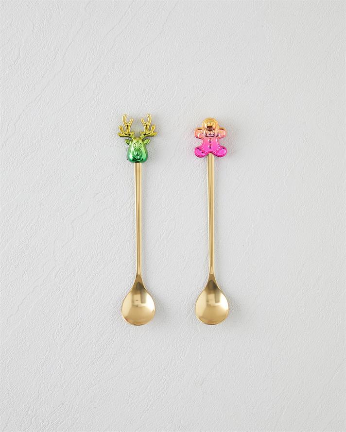 Joyduo Paslanmaz Çelik Tatlı Kaşığı 2 Parça Gold