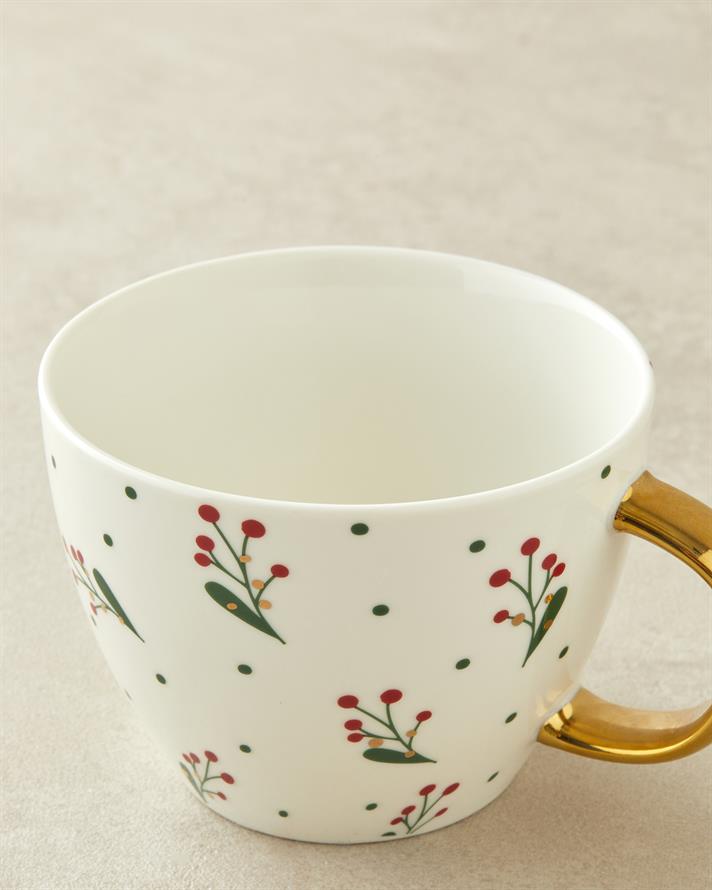 Joyful Christmas New Bone China Kupa 430 ml Kırmızı - Yeşil