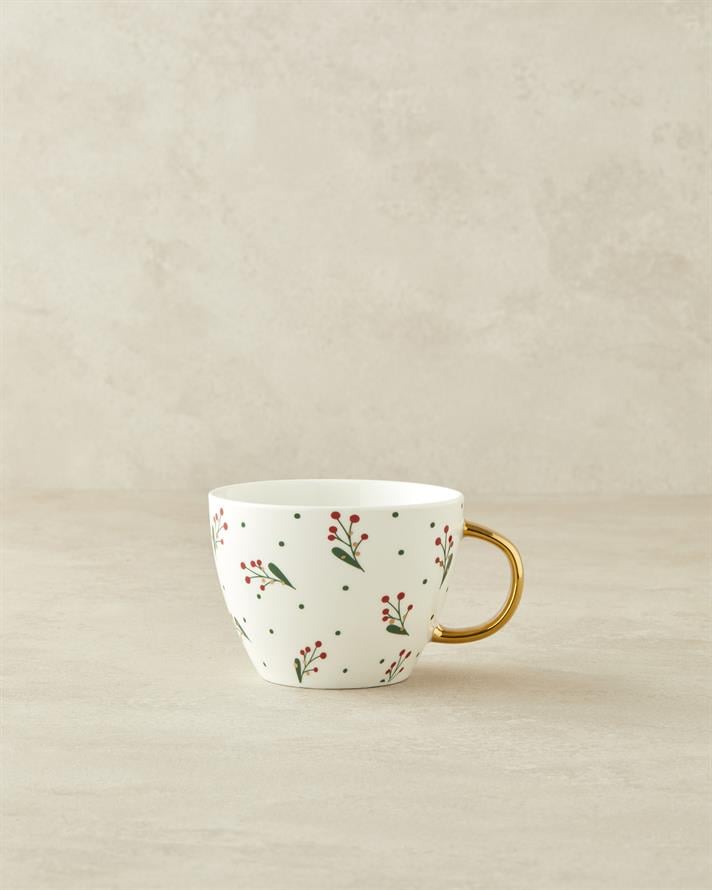 Joyful Christmas New Bone China Kupa 430 ml Kırmızı - Yeşil