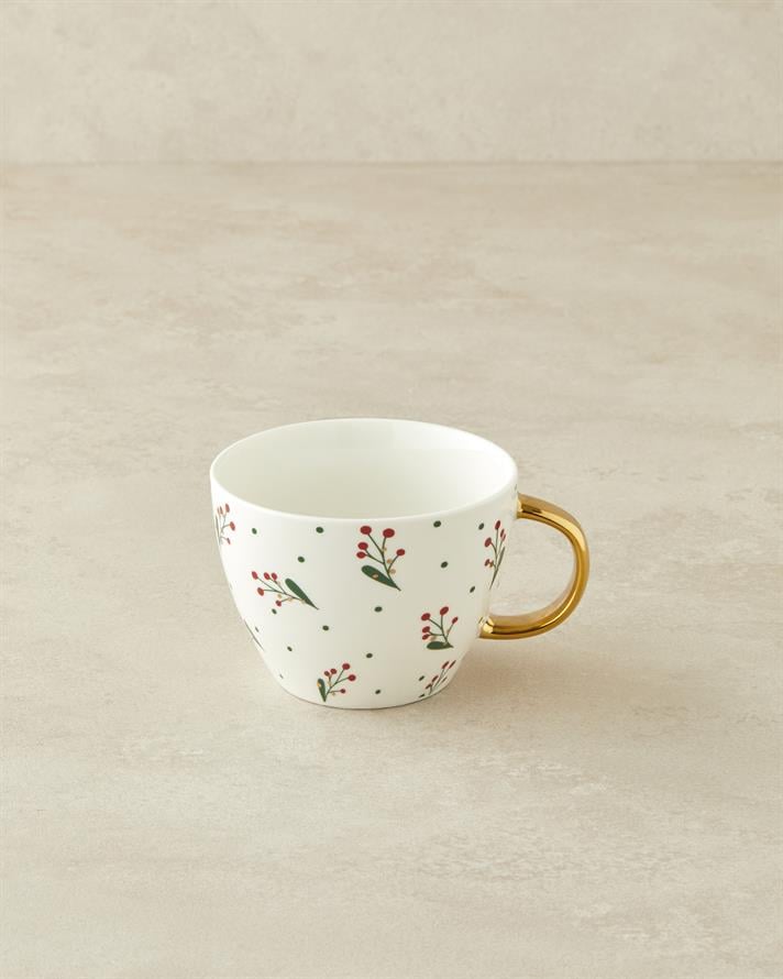 Joyful Christmas New Bone China Kupa 430 ml Kırmızı - Yeşil