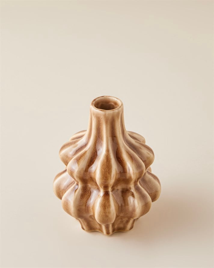 Julie Seramik Vazo 12x12x14 cm Kahve - Bej