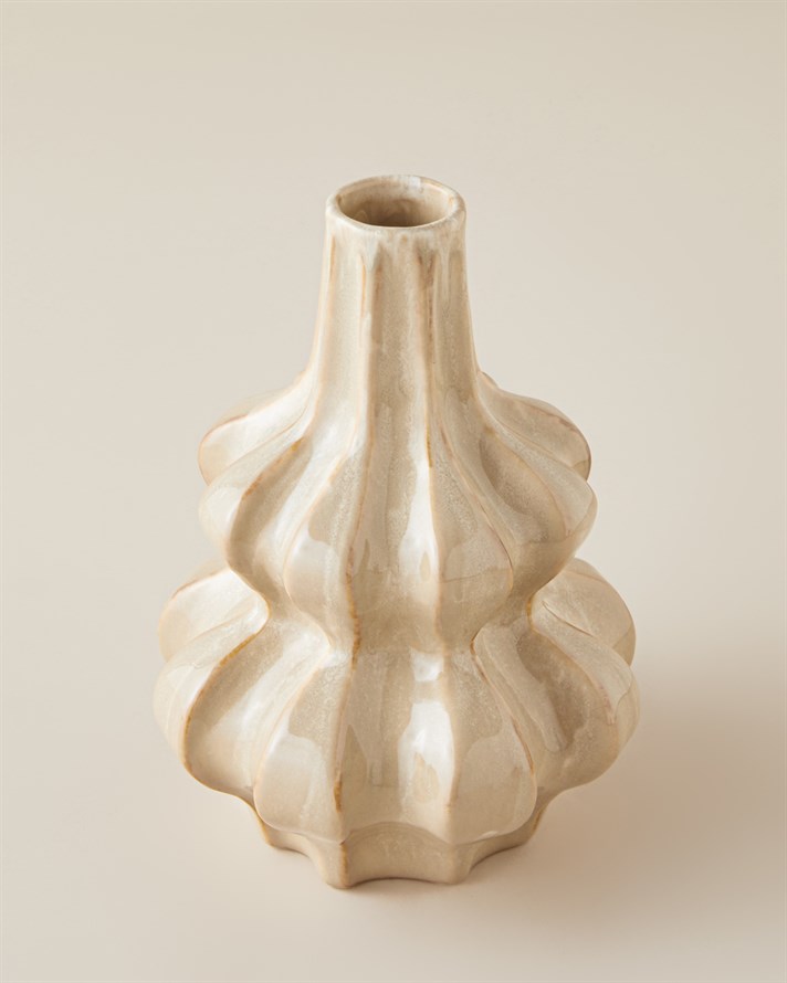 Juliet Seramik Vazo 15x15x21 cm Bej