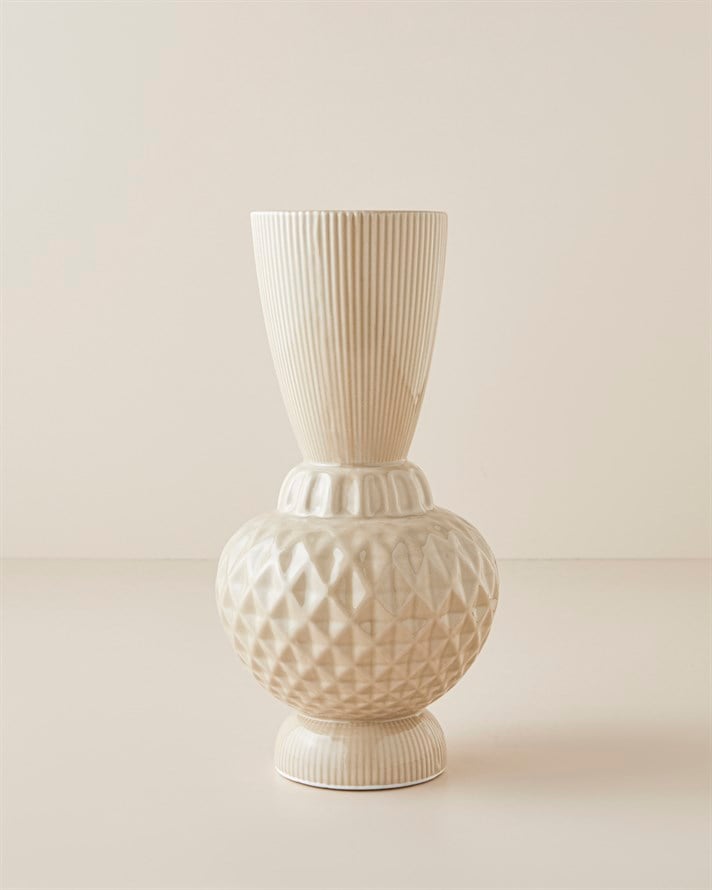 Karla Porselen Vazo 26 cm Bej