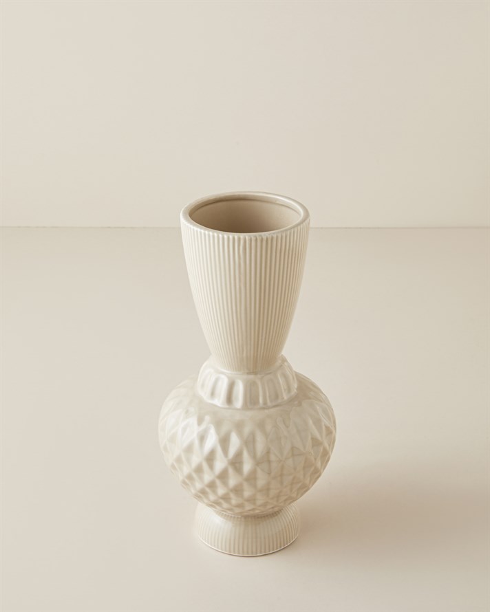 Karla Porselen Vazo 26 cm Bej