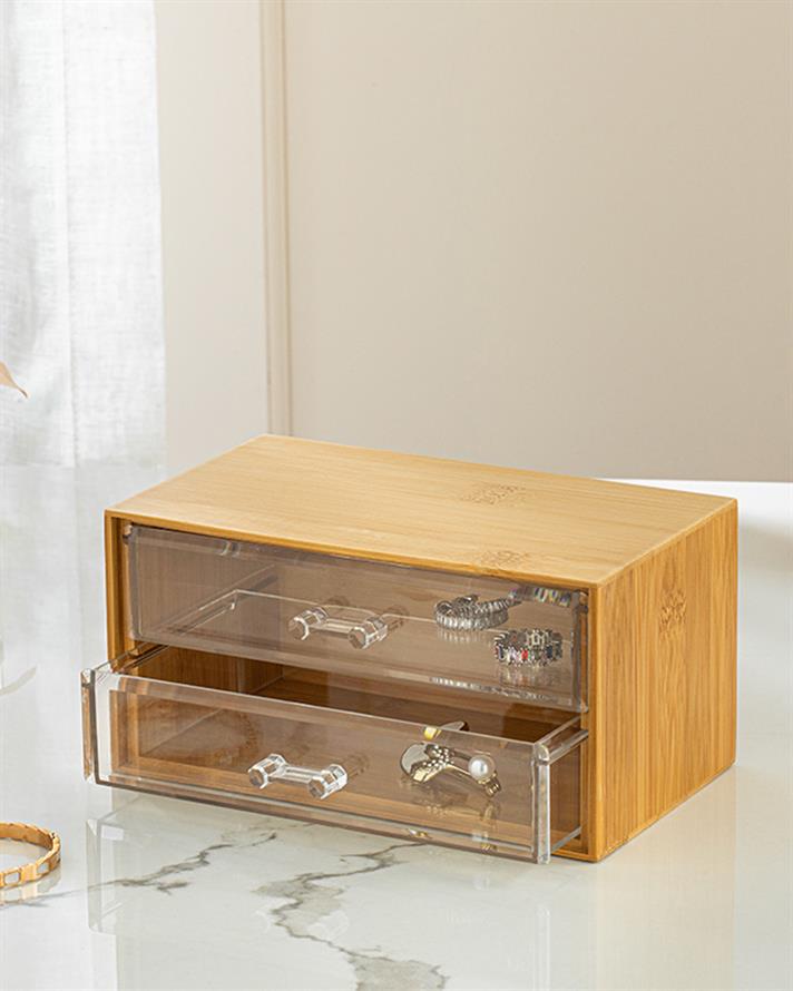 Katelyn Bambu 2 Katlı Organizer Naturel