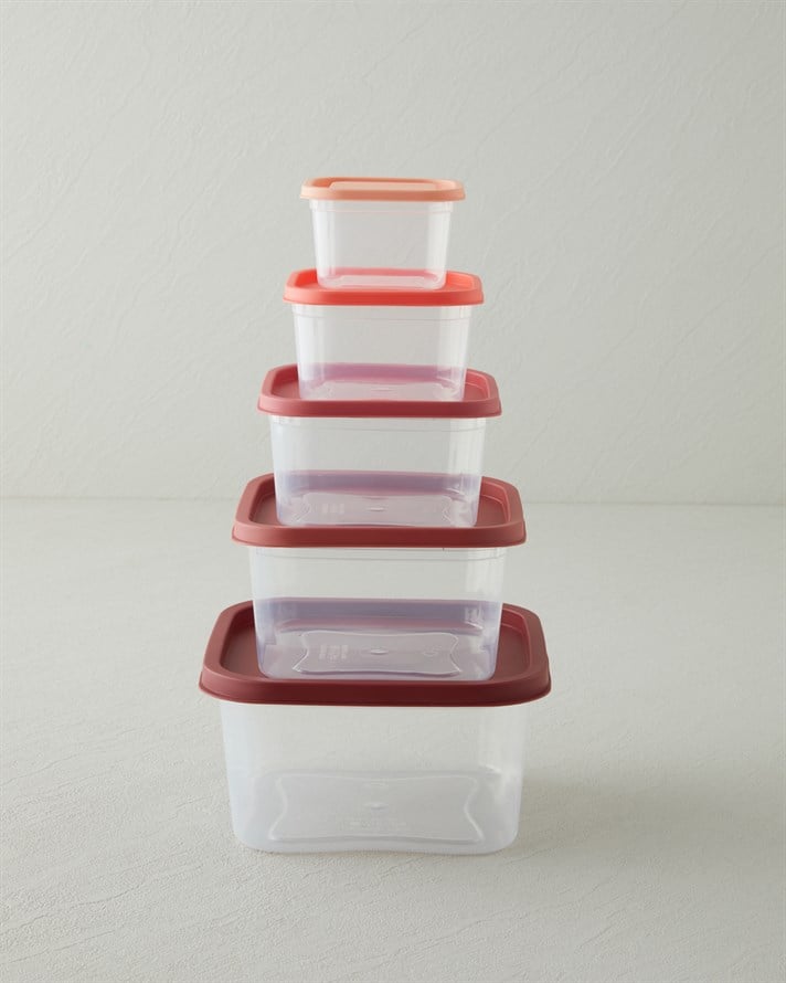 Keep Me Plastik 5li Saklama Kabı 160-300-500-885-1500 ml Turuncu