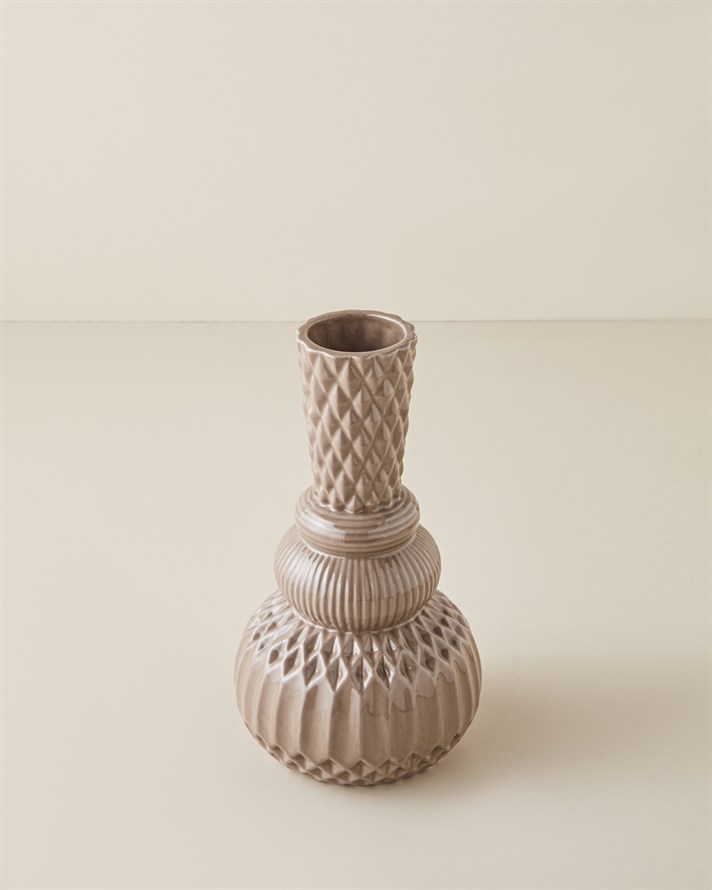 Kelsey Porselen Vazo 24 cm Kahve