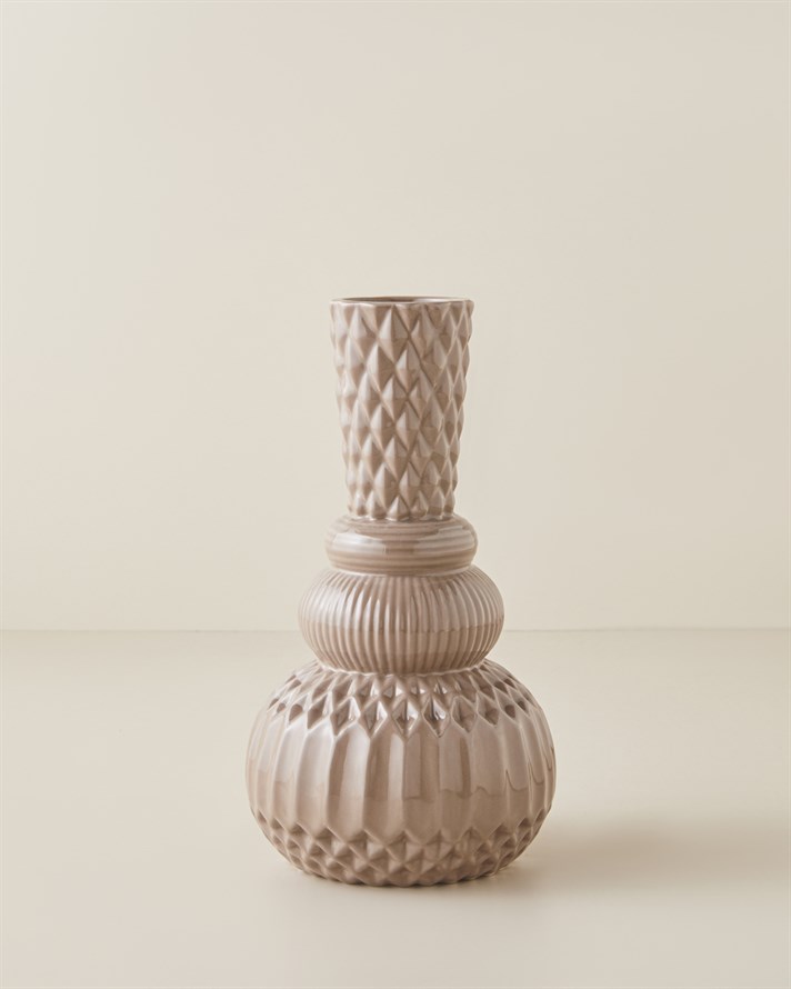 Kelsey Porselen Vazo 24 cm Kahve