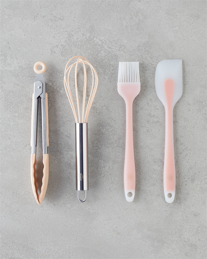 Kinsley Silikon 4lü Servis Gereci 21 x 21 x 21.5 x 23 cm Açık Pembe