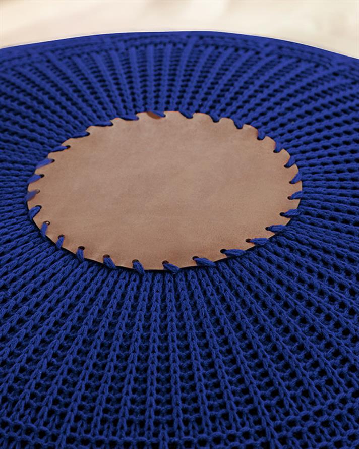 Knit Örgü Akrilik Puf Mavi