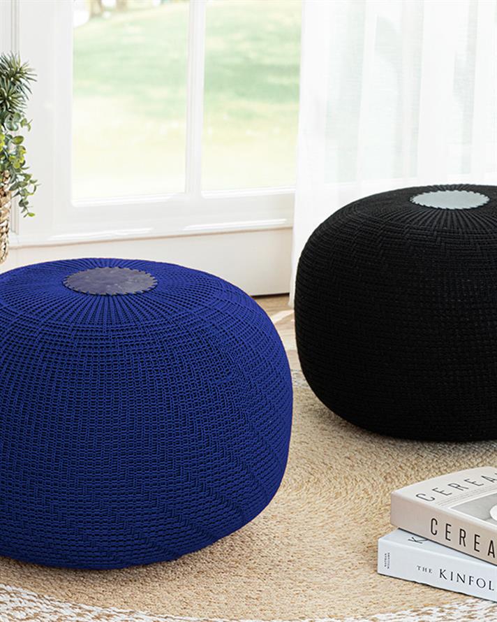 Knit Örgü Akrilik Puf Mavi