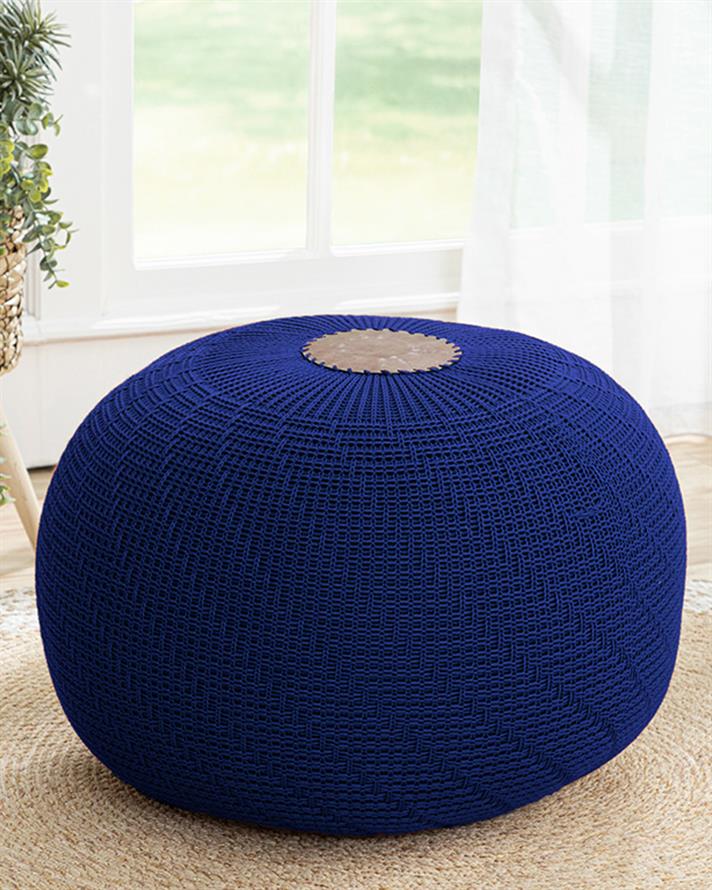Knit Örgü Akrilik Puf Mavi