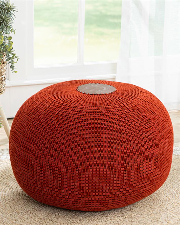 Knit Örgü Akrilik Puf Turuncu