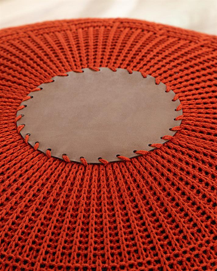 Knit Örgü Akrilik Puf Turuncu