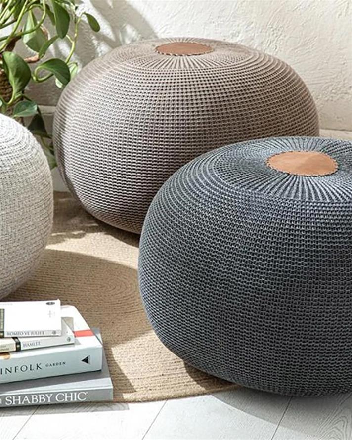 Knit Splay Örgü Puf Ekru