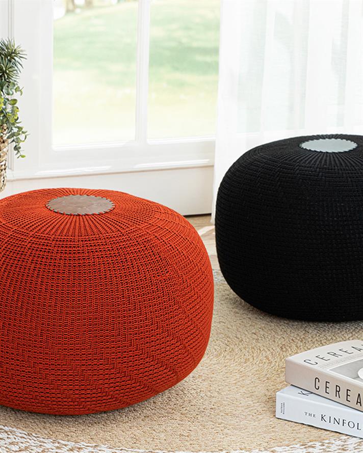 Knit Splay Örgü Puf Siyah