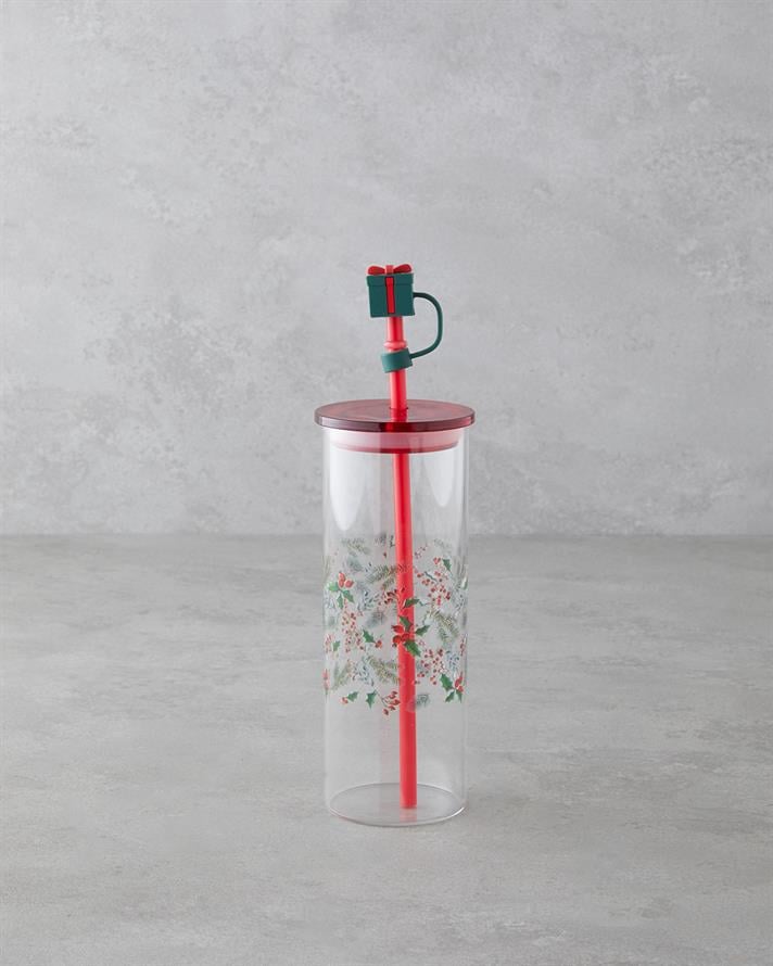 Kokina Borosilikat Pipetli Bardak 460 ml Kırmızı