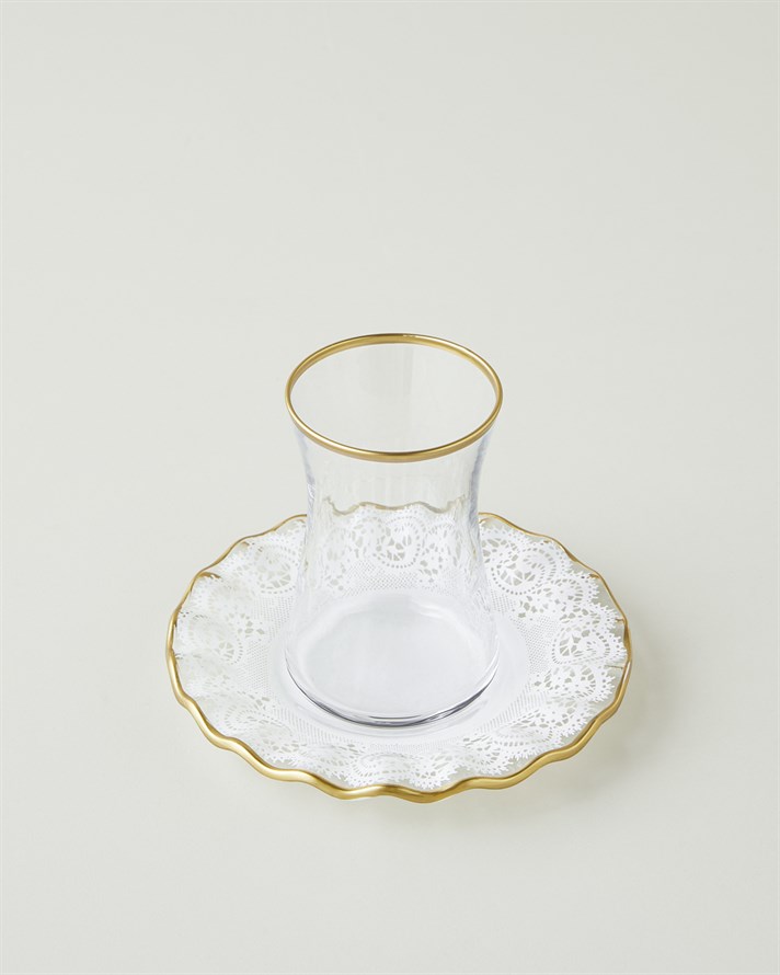 Laccy Cam 8 Parça 4 Kişilik Çay Seti 170 ml Gold