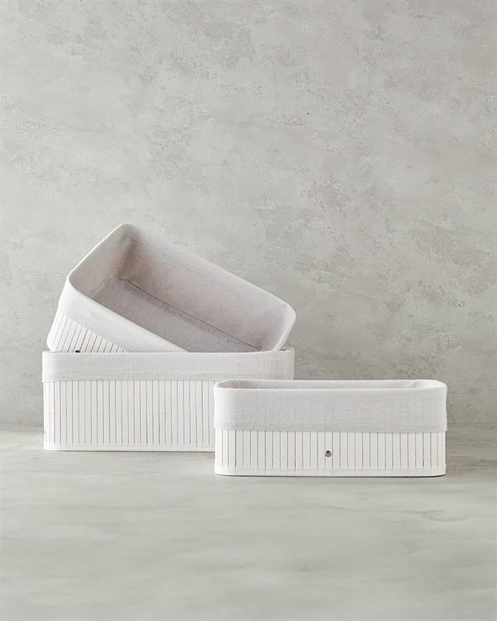 Lacy Bambu Sepet Beyaz