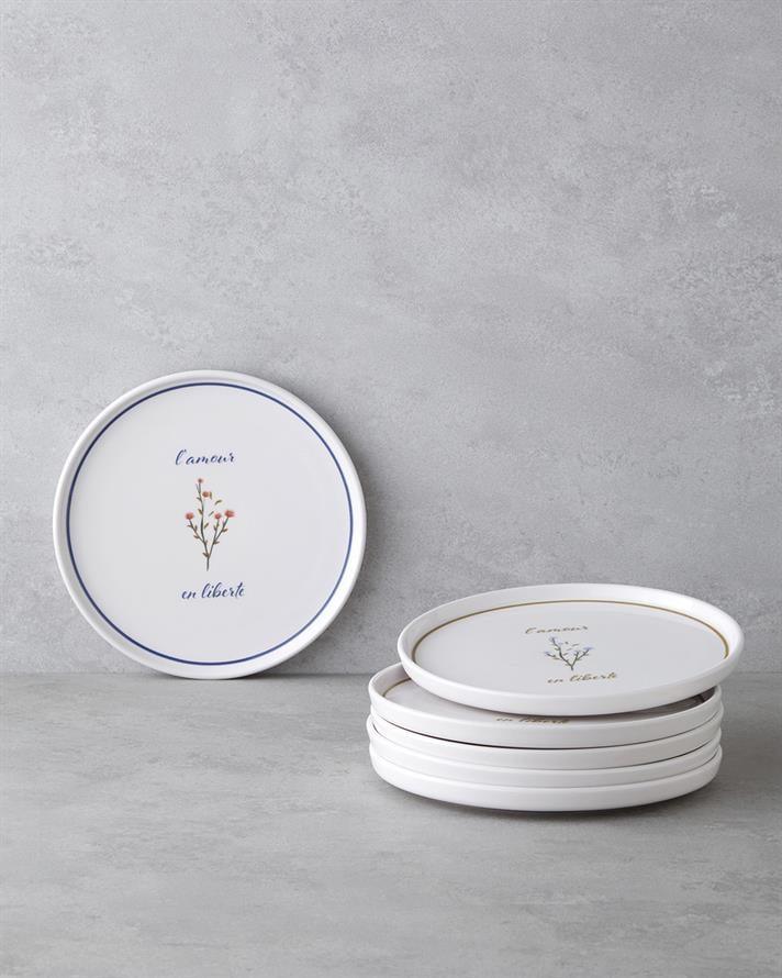 Lamour Seramik 6lı Pasta Tabağı 20 cm Renkli