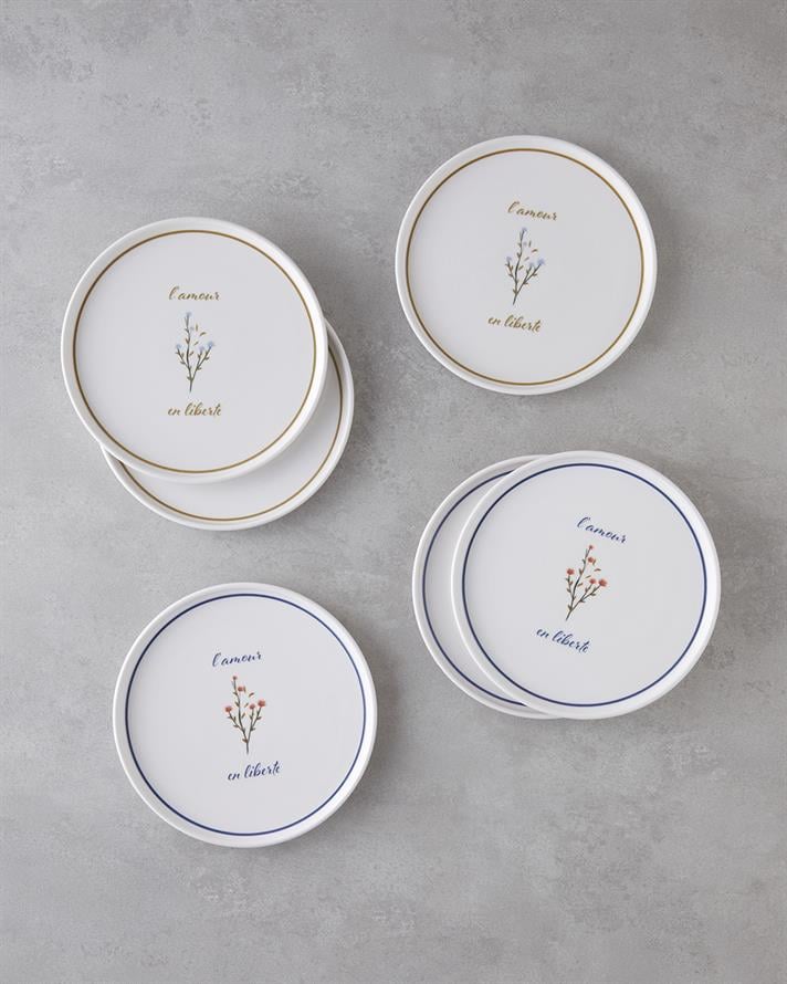 Lamour Seramik 6lı Pasta Tabağı 20 cm Renkli