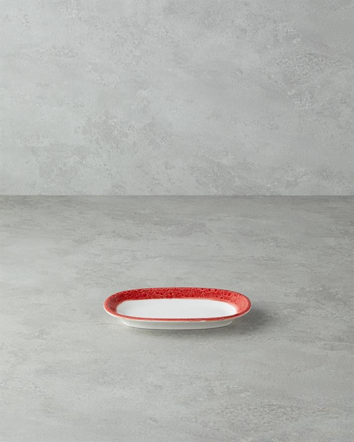 Larry Porselen Kayık Tabak Kırmızı