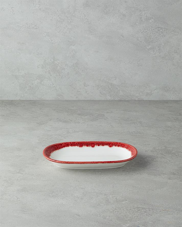 Larry Porselen Kayık Tabak Kırmızı