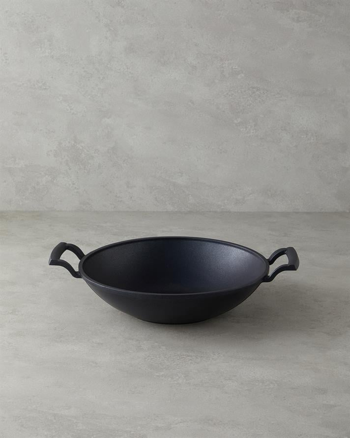 Laura Premium Kaplama Wok Tava 30 cm Siyah