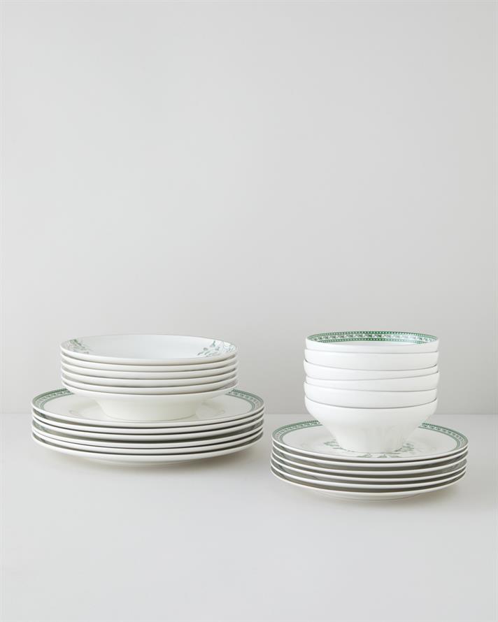 Layla Bone Porselen Yemek Takımı 24 Parça 6 Kişilik Yeşil